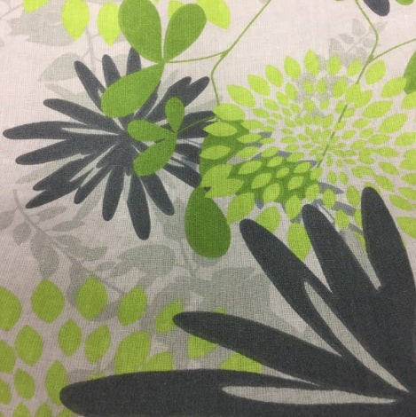 Large Tote Bag with Zip - Lime Grey Flowers