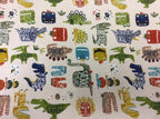 Large Tote Bag with Zip - Dinosaur Cream