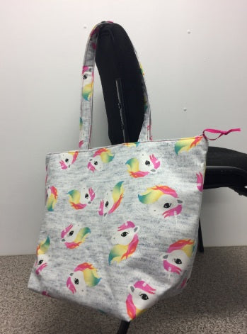 Large Tote Bag with Zip - Unicorns