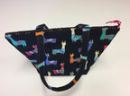 Large Tote Bag with Zip - Llamas Black