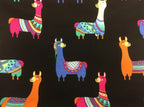 Large Tote Bag with Zip - Llamas Black