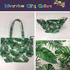 Large Tote Bag with Zip - Forest Leaf
