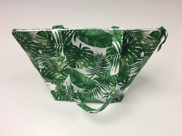 Large Tote Bag with Zip - Forest Leaf