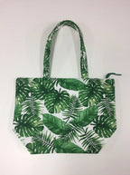 Large Tote Bag with Zip - Forest Leaf