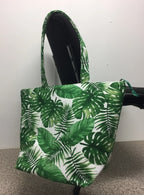 Large Tote Bag with Zip - Forest Leaf