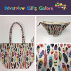 Large Tote Bag with Zip - Feathers