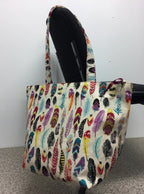 Large Tote Bag with Zip - Feathers