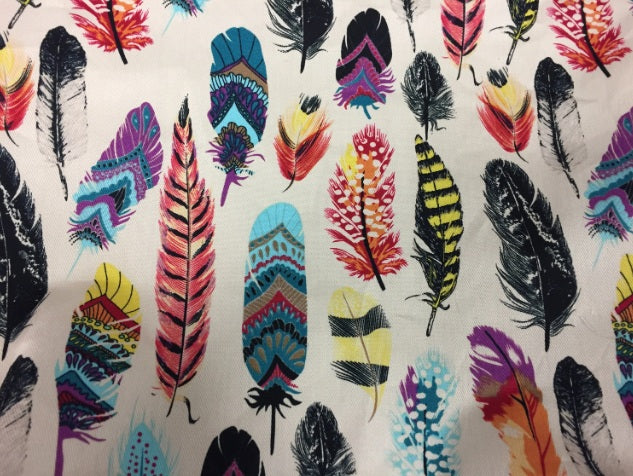 Large Tote Bag with Zip - Feathers