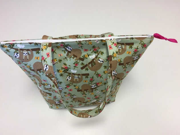 Large Tote Bag with Zip - Sloths