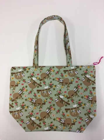 Large Tote Bag with Zip - Sloths