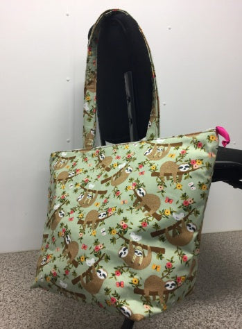 Large Tote Bag with Zip - Sloths