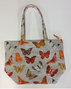 Large Tote Bag with Zip - Orange Butterfly