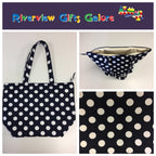 Large Tote Bag with Zip - Navy Spot