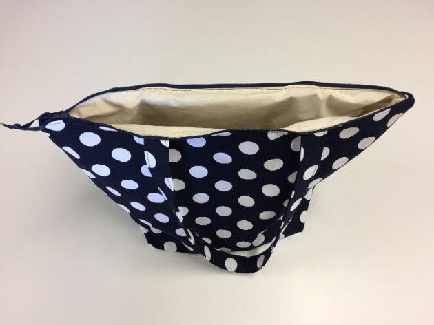 Large Tote Bag with Zip - Navy Spot