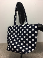 Large Tote Bag with Zip - Navy Spot