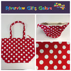 Large Tote Bag with Zip - Red Spot