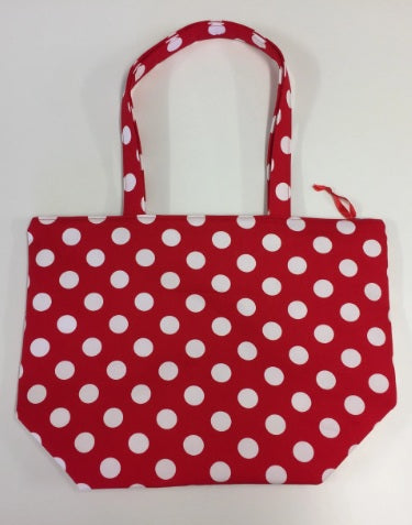 Large Tote Bag with Zip - Red Spot