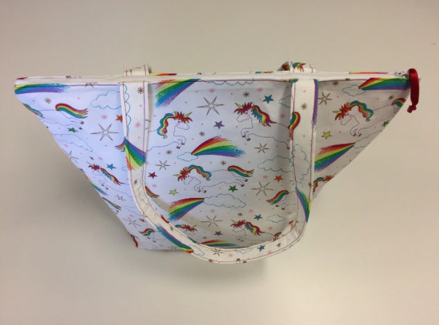 Large Tote Bag with Zip - Unicorns & Rainbows