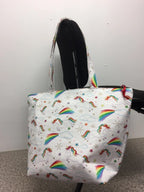 Large Tote Bag with Zip - Unicorns & Rainbows