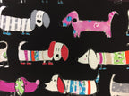 Large Tote Bag with Zip - Dogs Black