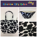 Large Tote Bag with Zip - Cow Print