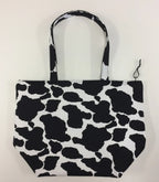Large Tote Bag with Zip - Cow Print