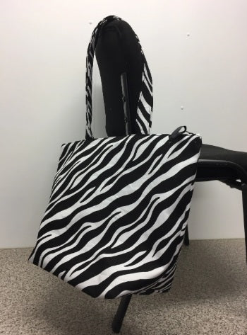 Large Tote Bag with Zip - Zebra Print
