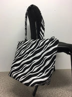 Large Tote Bag with Zip - Zebra Print