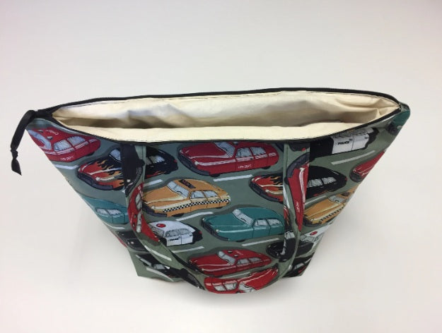 Large Tote Bag with Zip - Vintage Cars