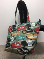 Large Tote Bag with Zip - Vintage Cars