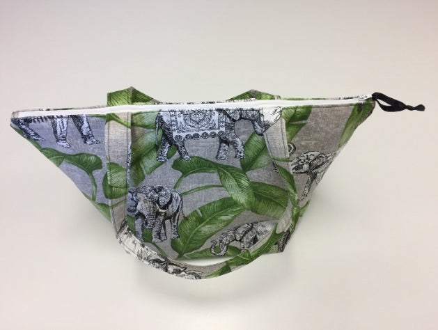 Large Tote Bag with Zip - Elephants