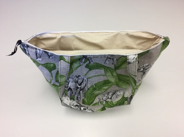 Large Tote Bag with Zip - Elephants
