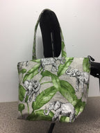 Large Tote Bag with Zip - Elephants