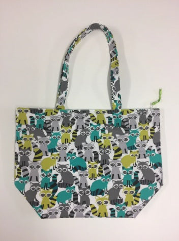 Large Tote Bag with Zip - Ricky Racoon