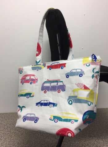 Large Tote Bag with Zip - Caravans