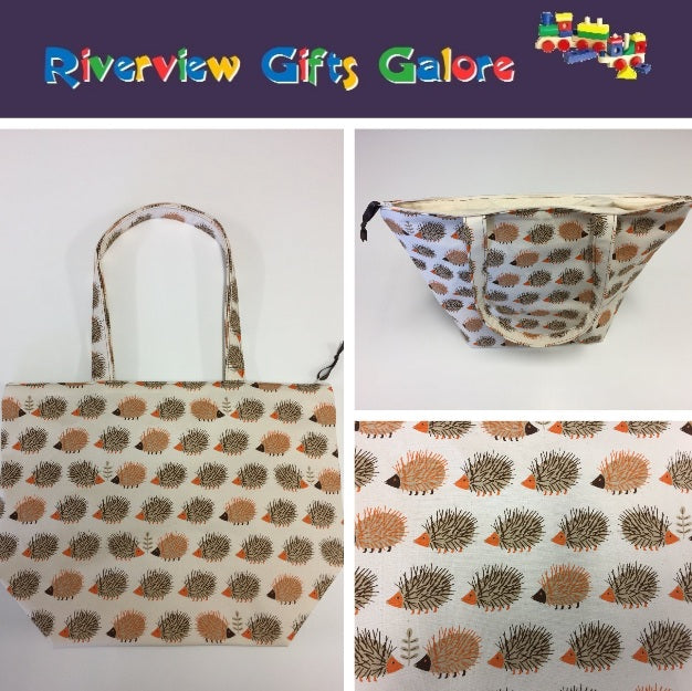 Large Tote Bag with Zip - Echidnas Cream