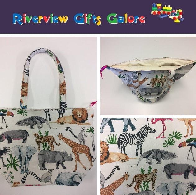 Large Tote Bag with Zip - Safari