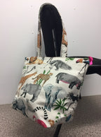 Large Tote Bag with Zip - Safari