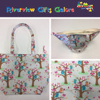Large Tote Bag with Zip - Owls