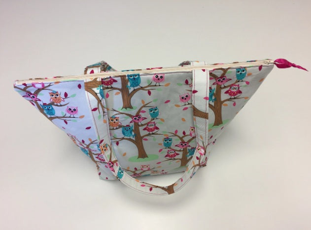 Large Tote Bag with Zip - Owls