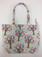 Large Tote Bag with Zip - Owls
