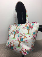 Large Tote Bag with Zip - Owls