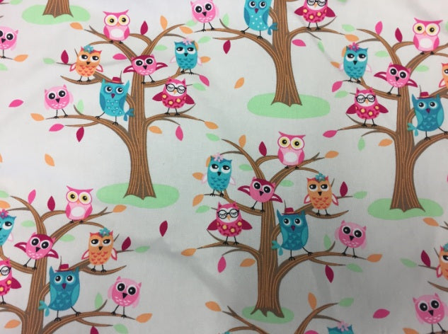 Large Tote Bag with Zip - Owls