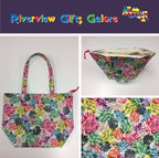 Large Tote Bag with Zip - Multi-Coloured Leaves