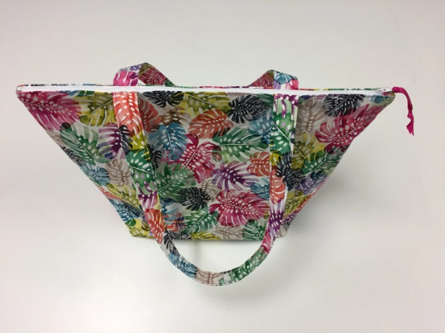 Large Tote Bag with Zip - Multi-Coloured Leaves