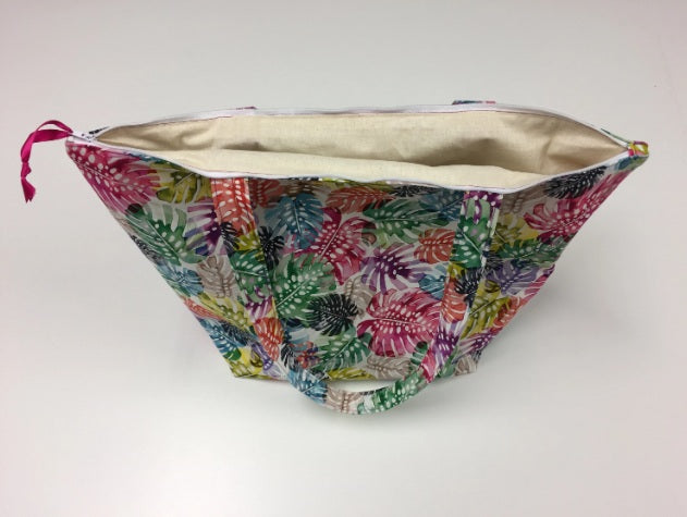 Large Tote Bag with Zip - Multi-Coloured Leaves