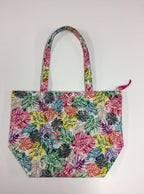 Large Tote Bag with Zip - Multi-Coloured Leaves