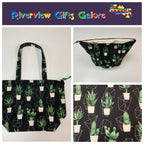 Large Tote Bag with Zip - Cactus