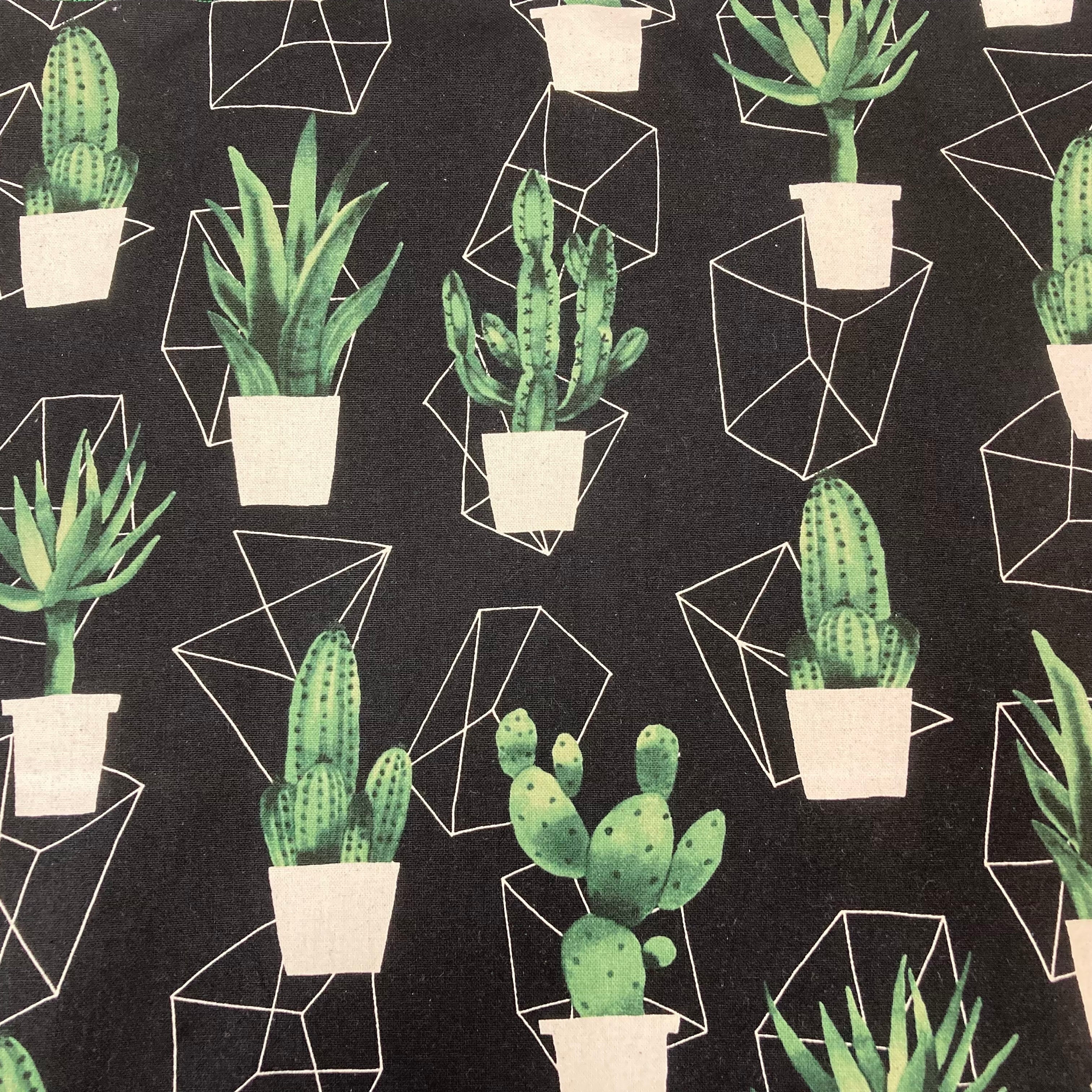 Large Tote Bag with Zip - Cactus