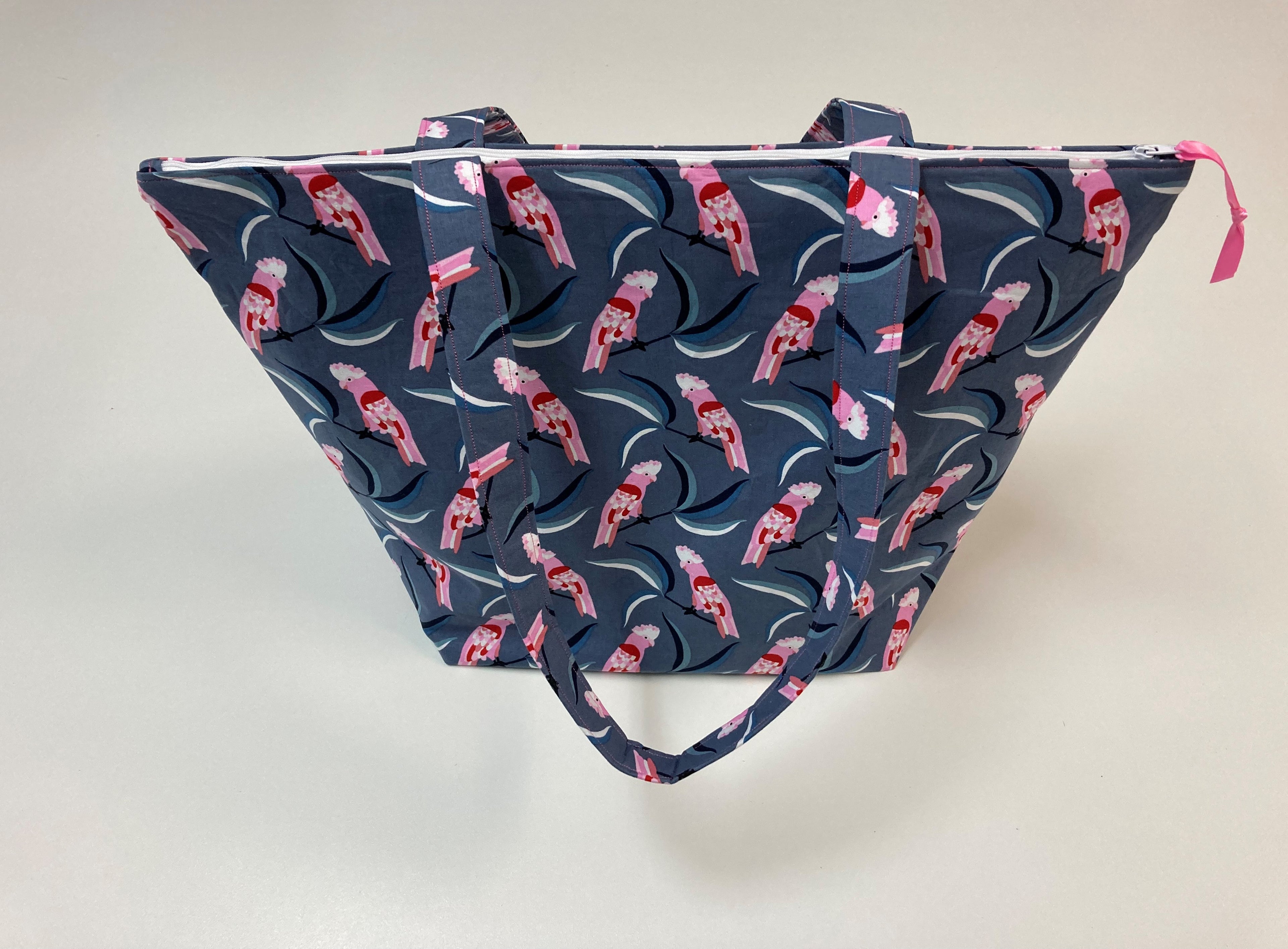 Large Tote Bag with Zip - Galahs